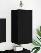 vidaXL Стенен ТВ шкаф с LED осветление черен 405x35x80 см