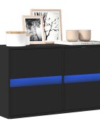 vidaXL Стенен ТВ шкаф с LED осветление черен 80x31x45 см