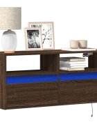 vidaXL Стенен ТВ шкаф с LED осветление кафяв дъб 100x31x45 см