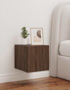 vidaXL Стенен ТВ шкаф с LED осветление кафяв дъб 305x35x30 см