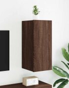 vidaXL Стенен ТВ шкаф с LED осветление кафяв дъб 305x35x70 см