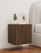vidaXL Стенен ТВ шкаф с LED осветление кафяв дъб 405x35x40 см