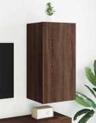 vidaXL Стенен ТВ шкаф с LED осветление кафяв дъб 405x35x80 см