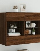 vidaXL Стенен ТВ шкаф с LED осветление кафяв дъб 785x30x605 см