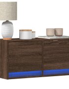 vidaXL Стенен ТВ шкаф с LED осветление кафяв дъб 80x31x38 см