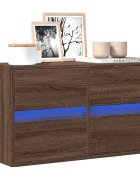 vidaXL Стенен ТВ шкаф с LED осветление кафяв дъб 80x31x45 см