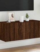 vidaXL Стенен ТВ шкаф с LED осветление кафяв дъб 80x35x31 см