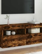 vidaXL Стенен ТВ шкаф с LED осветление опушен дъб 100x30x40 см