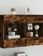vidaXL Стенен ТВ шкаф с LED осветление опушен дъб 985x30x605 см