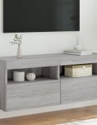 vidaXL Стенен ТВ шкаф с LED осветление сив сонома 100x30x40 см