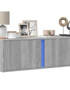 vidaXL Стенен ТВ шкаф с LED осветление сив сонома 100x31x35 см