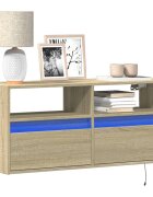 vidaXL Стенен ТВ шкаф с LED осветление сонома дъб 100x31x45 см
