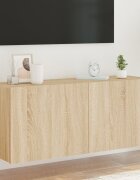vidaXL Стенен ТВ шкаф с LED осветление сонома дъб 100x35x41 см