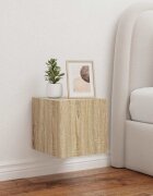 vidaXL Стенен ТВ шкаф с LED осветление сонома дъб 305x35x30 см