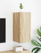 vidaXL Стенен ТВ шкаф с LED осветление сонома дъб 305x35x70 см