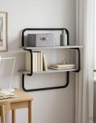 vidaXL Стенна етажерка на 2 нива Сив Сонома 40 x 245 x 61 см