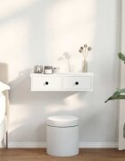 vidaXL Стенна етажерка с чекмеджета Бяла 60x28x15 cm
