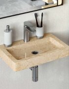 vidaXL Стенна мивка кремава 38x24x65 см мрамор