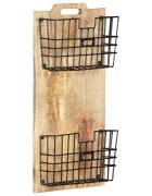 vidaXL Стенна стойка за списания 33x10x67 см грубо мангово дърво масив