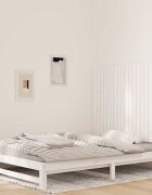 vidaXL Стенна табла за спалня бяла 1275x3x90 см борово дърво масив