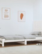 vidaXL Стенна табла за спалня бяла 825x3x60 см борово дърво масив