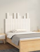 vidaXL Стенна табла за спалня бяла 955x3x80 см борово дърво масив