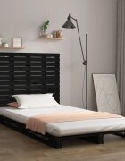 vidaXL Стенна табла за спалня черна 106x3x915см борово дърво масив