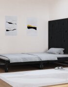 vidaXL Стенна табла за спалня черна 108x3x90 см борово дърво масив