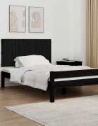 vidaXL Стенна табла за спалня черна 1275x3x60см борово дърво масив