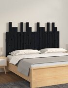 vidaXL Стенна табла за спалня черна 1275x3x80см борово дърво масив