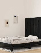 vidaXL Стенна табла за спалня черна 1275x3x90см борово дърво масив