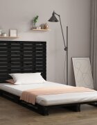 vidaXL Стенна табла за спалня черна 141x3x915см борово дърво масив