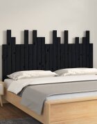 vidaXL Стенна табла за спалня черна 1465x3x80 см борово дърво масив