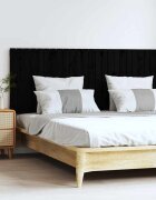 vidaXL Стенна табла за спалня черна 1595x3x60см борово дърво масив