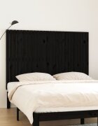 vidaXL Стенна табла за спалня черна 166x3x110 см борово дърво масив