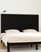 vidaXL Стенна табла за спалня черна 204x3x110 см борово дърво масив