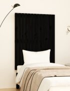 vidaXL Стенна табла за спалня черна 825x3x110см борово дърво масив