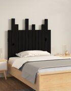 vidaXL Стенна табла за спалня черна 825x3x80 см борово дърво масив