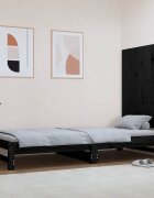 vidaXL Стенна табла за спалня черна 825x3x90 см борово дърво масив