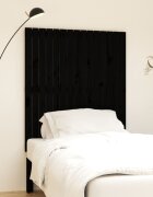 vidaXL Стенна табла за спалня черна 955x3x110см борово дърво масив