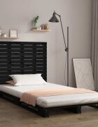 vidaXL Стенна табла за спалня черна 96x3x915 см борово дърво масив