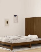 vidaXL Стенна табла за спалня меденокафява 1275x3x90 см бор масив