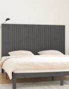 vidaXL Стенна табла за спалня сива 204x3x110 см борово дърво масив