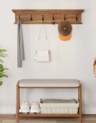vidaXL Стенна закачалка за палта Естествен 100 x 10 x 20 cm