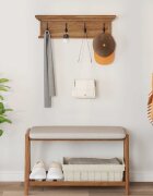 vidaXL Стенна закачалка за палта Естествен 70 x 10 x 20 cm