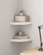 vidaXL Стенни ъглови рафтове 2 бр дъб и бяло 25x25x38 см МДФ
