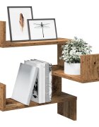 vidaXL Стенни ъглови рафтове 2 бр. старо дърво 40x40x495 см