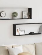vidaXL стенни кубични рафтове 2 бр. черен дъб 100x15x30 cm
