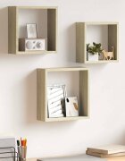 vidaXL Стенни кубични рафтове 3 бр дъб сонома 26x15x26 см