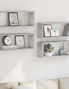 vidaXL Стенни кубични рафтове 4 бр бетонно сиви 60x15x23 см